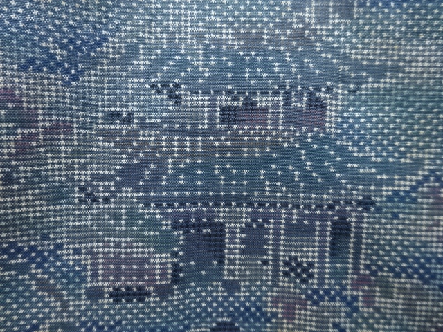JAPANESE KIMONO / ANTIQUE KIMONO / SILK / OSHIMA TSUMUGI (5 maruki) / WOVEN PINE & KIKU